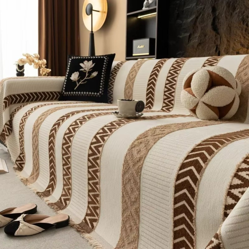 Junips | Chevron Pattern Chenille Sofa Cover