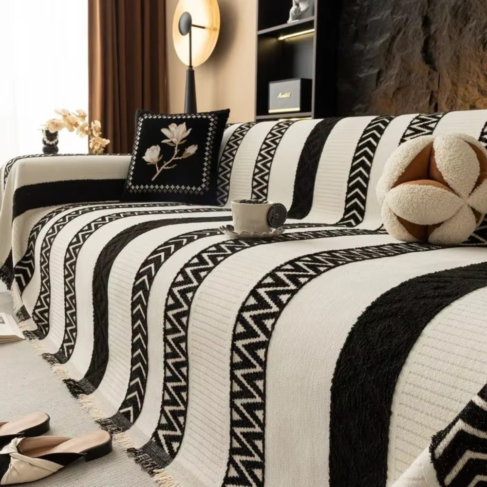 Junips | Chevron Pattern Chenille Sofa Cover