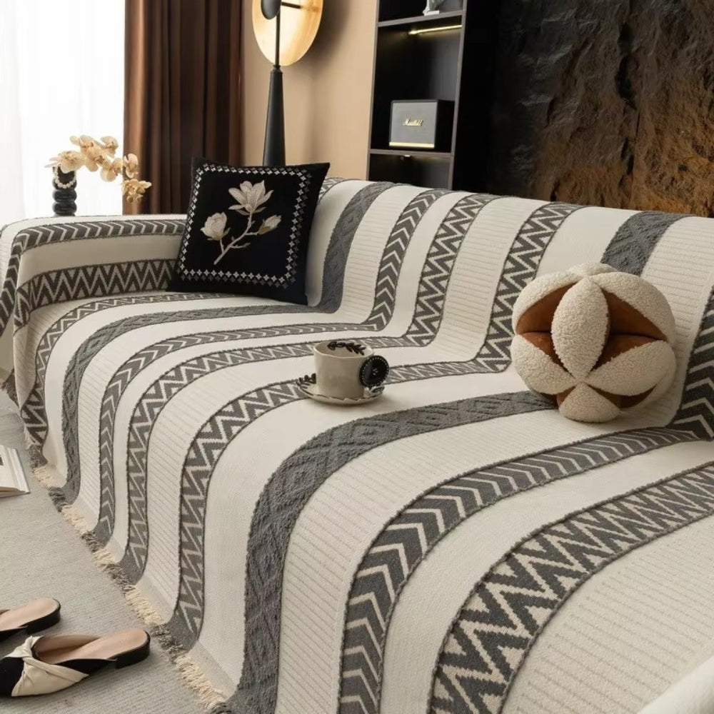 Junips | Chevron Pattern Chenille Sofa Cover