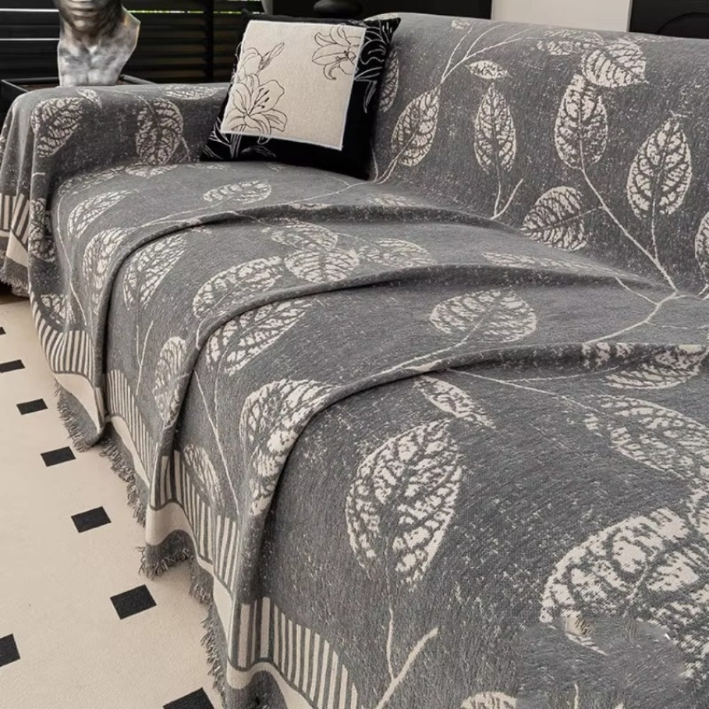 Junips | Classic Chenille Leaf Sofa Cover