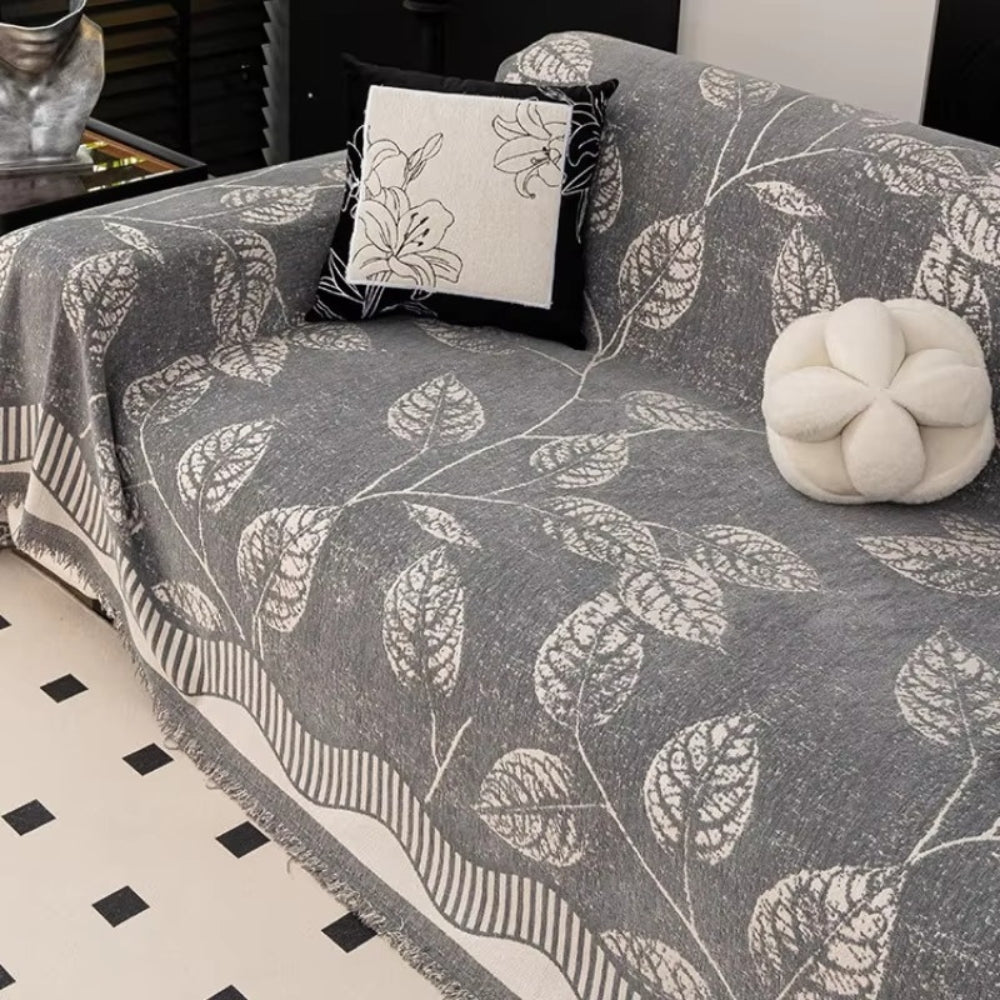 Junips | Classic Chenille Leaf Sofa Cover