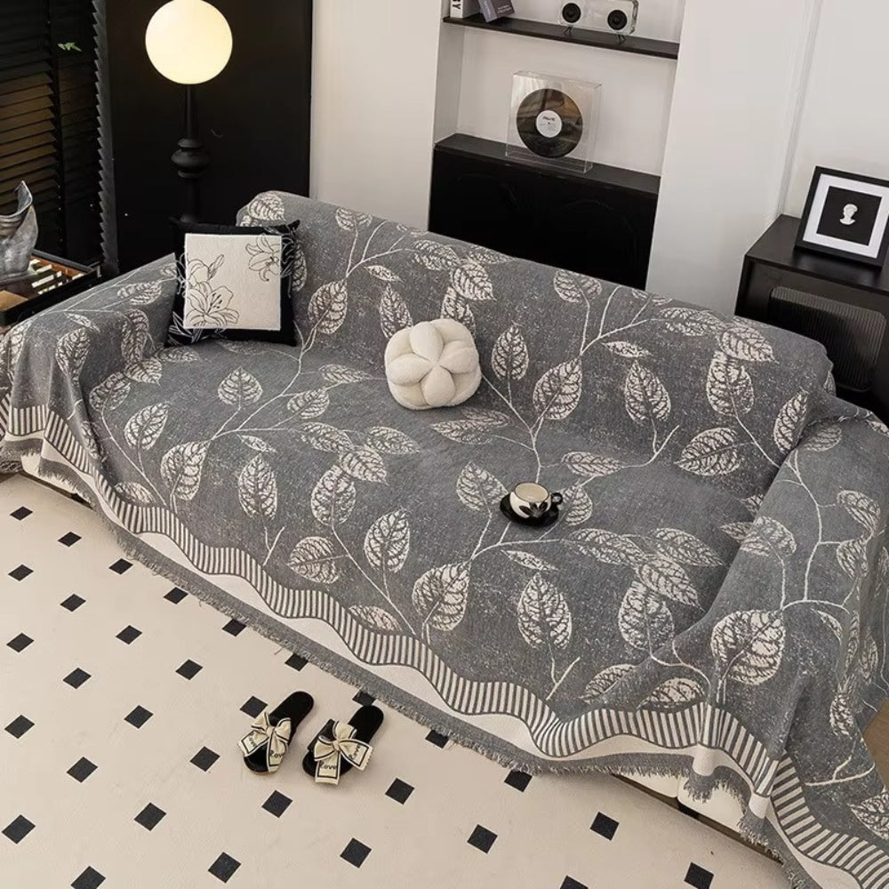 Junips | Classic Chenille Leaf Sofa Cover