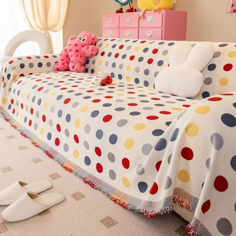 Junips | Colorful Polka Dot Sofa Cover