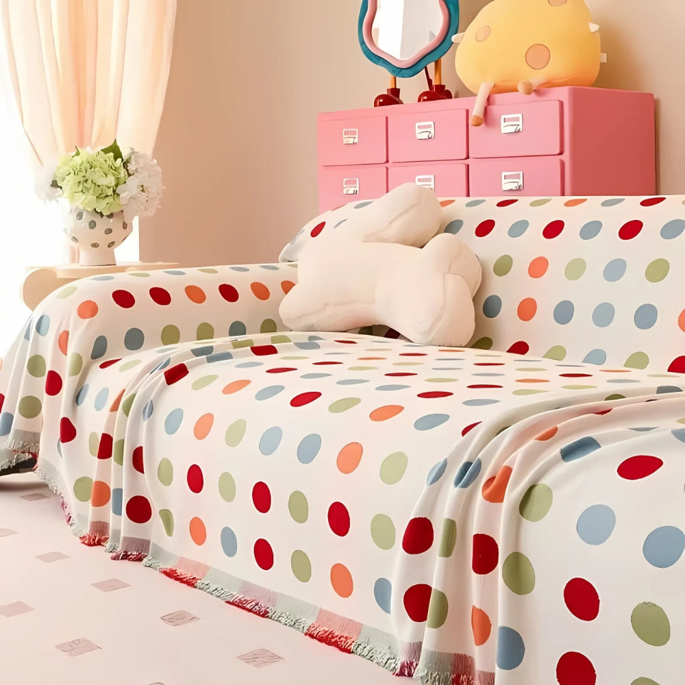 Junips | Colorful Polka Dot Sofa Cover