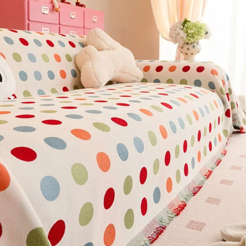 Junips | Colorful Polka Dot Sofa Cover