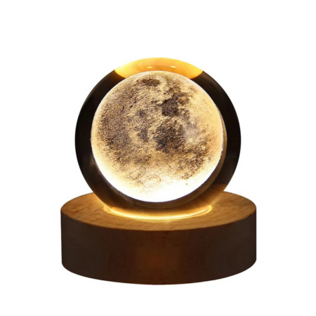 Junips | 2.36 in RGB Crystal Ball Night Light with Milky Way and Moon - Cosmos-Inspired Bedside Decoration