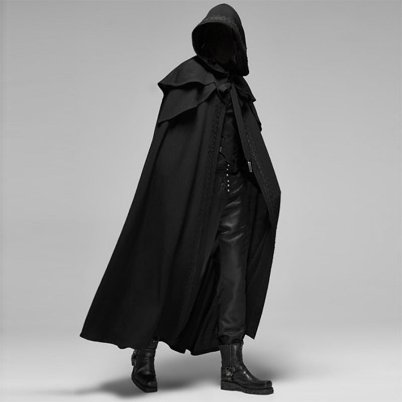 Junips | Gothic Hooded Cloak | Unisex Cotton-Polyester Velvet Blend | Full-Length Cape for Cosplay & Theater | High-Density Drape Fabric