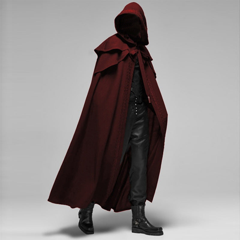 Junips | Gothic Hooded Cloak | Unisex Cotton-Polyester Velvet Blend | Full-Length Cape for Cosplay & Theater | High-Density Drape Fabric