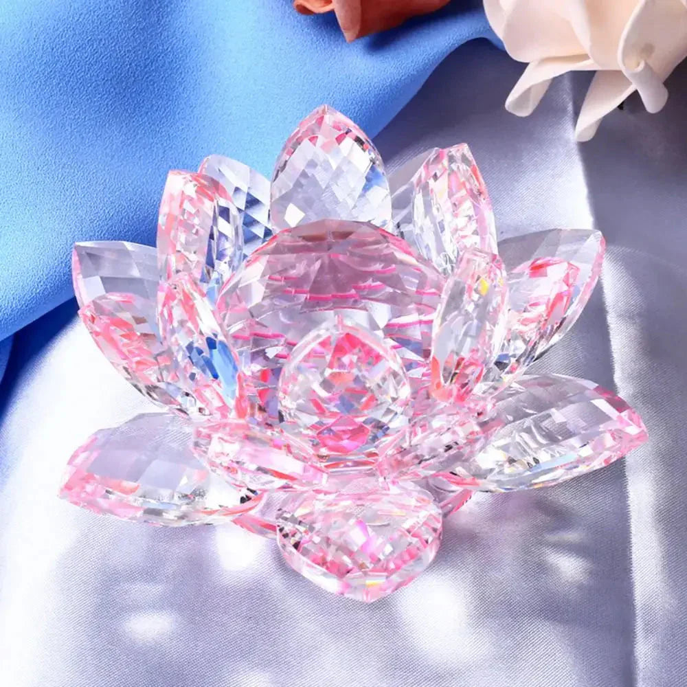 Junips | Crystal Lotus Flower Figurine Home Wedding Decoration Glass Art Collection Paperweight Office Table Ornaments Souvenir Gifts