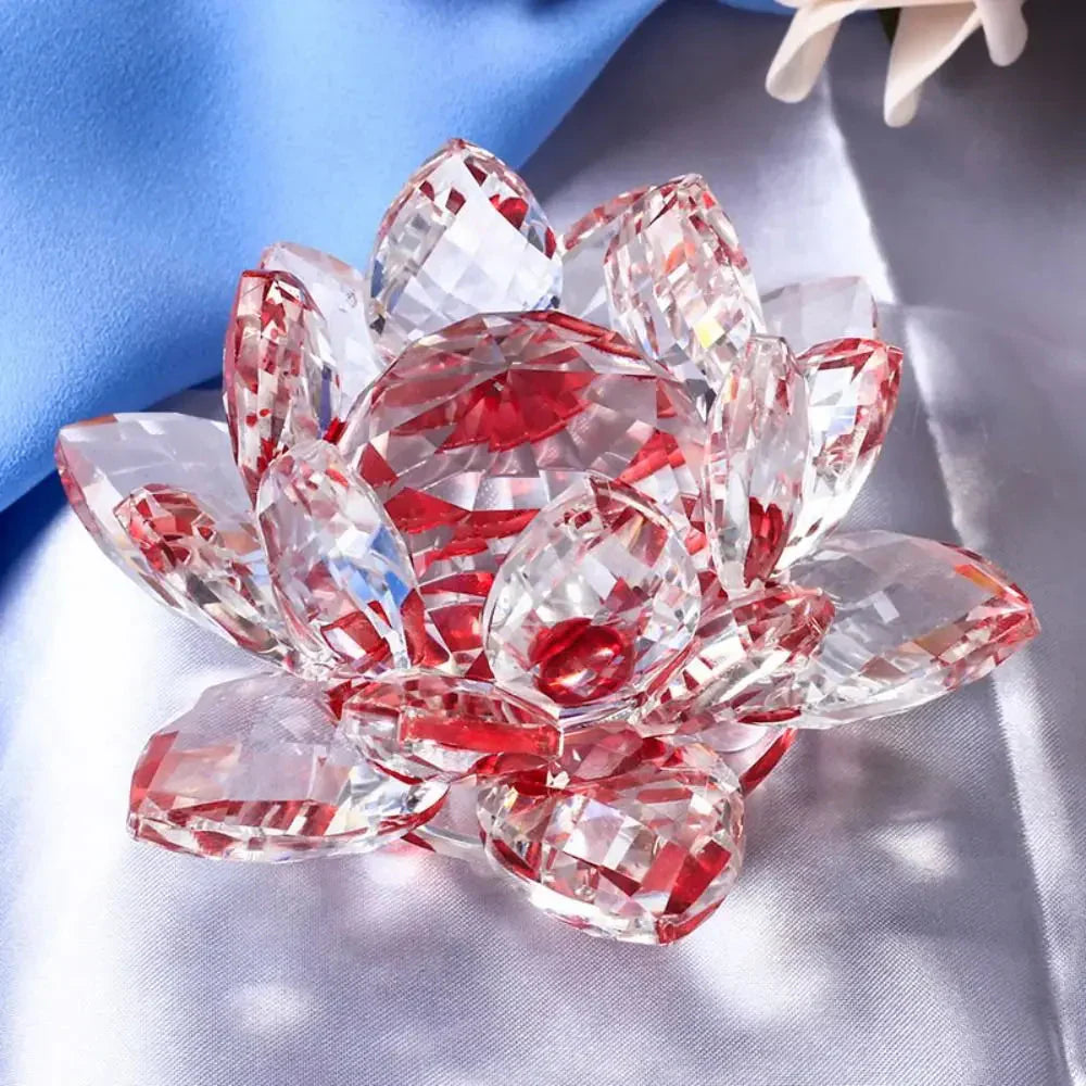 Junips | Crystal Lotus Flower Figurine Home Wedding Decoration Glass Art Collection Paperweight Office Table Ornaments Souvenir Gifts