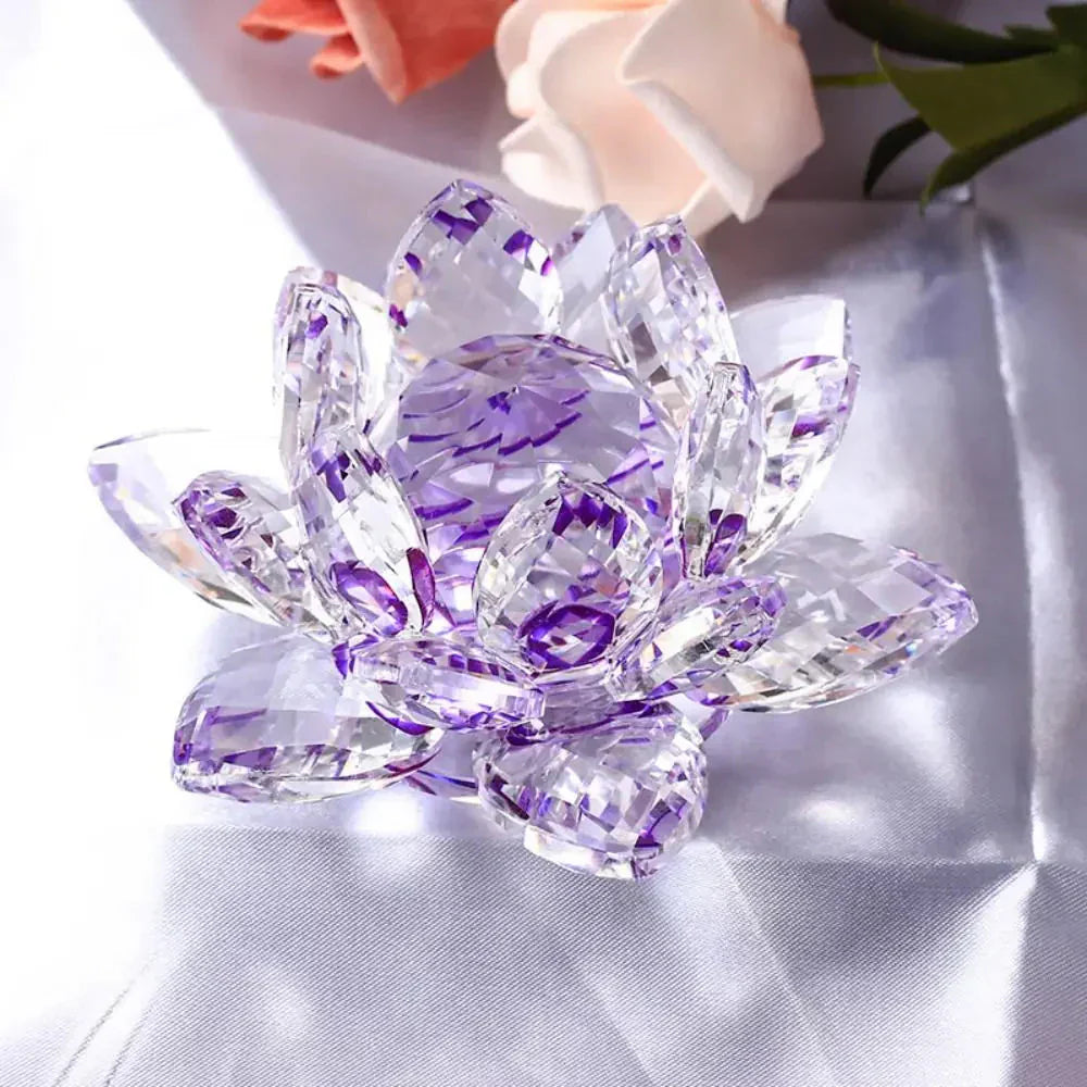 Junips | Crystal Lotus Flower Figurine Home Wedding Decoration Glass Art Collection Paperweight Office Table Ornaments Souvenir Gifts