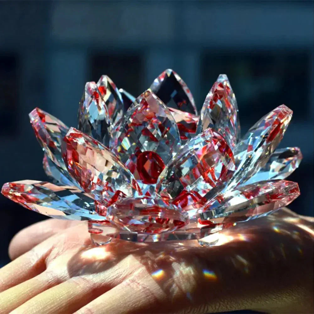 Junips | Crystal Lotus Flower Figurine Home Wedding Decoration Glass Art Collection Paperweight Office Table Ornaments Souvenir Gifts