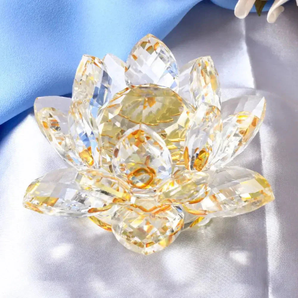 Junips | Crystal Lotus Flower Figurine Home Wedding Decoration Glass Art Collection Paperweight Office Table Ornaments Souvenir Gifts