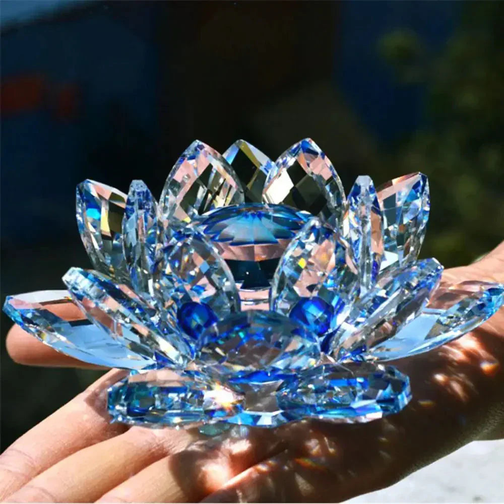 Junips | Crystal Lotus Flower Figurine Home Wedding Decoration Glass Art Collection Paperweight Office Table Ornaments Souvenir Gifts