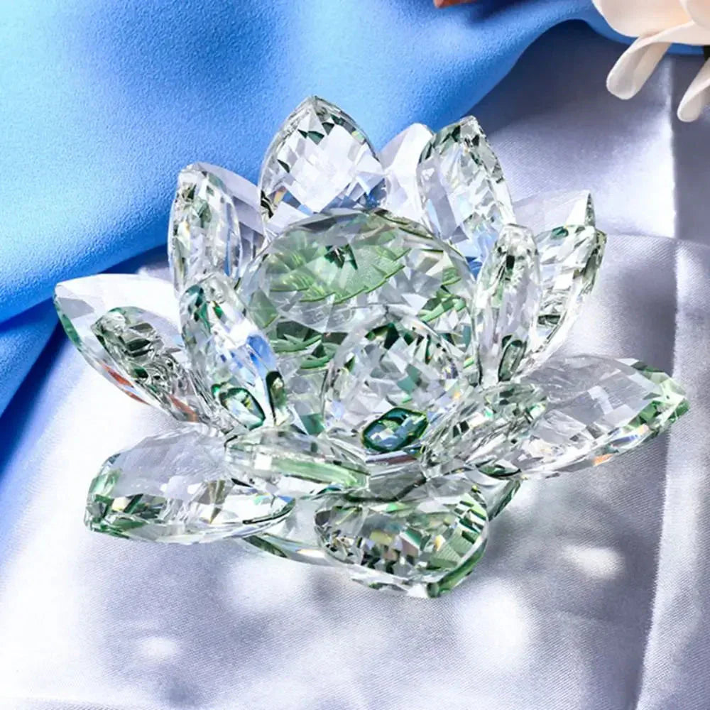 Junips | Crystal Lotus Flower Figurine Home Wedding Decoration Glass Art Collection Paperweight Office Table Ornaments Souvenir Gifts