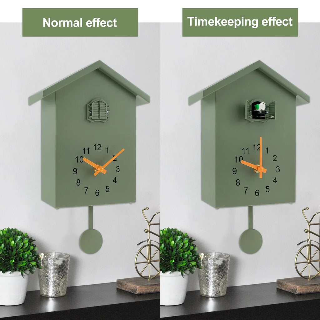 Junips | Cuckoo Clock Cuckoo Sound Clock with Pendulum Delicate Cuckoo Clock Bird Battery Operated Cuckoo Wall Clock for Living Room Decor
