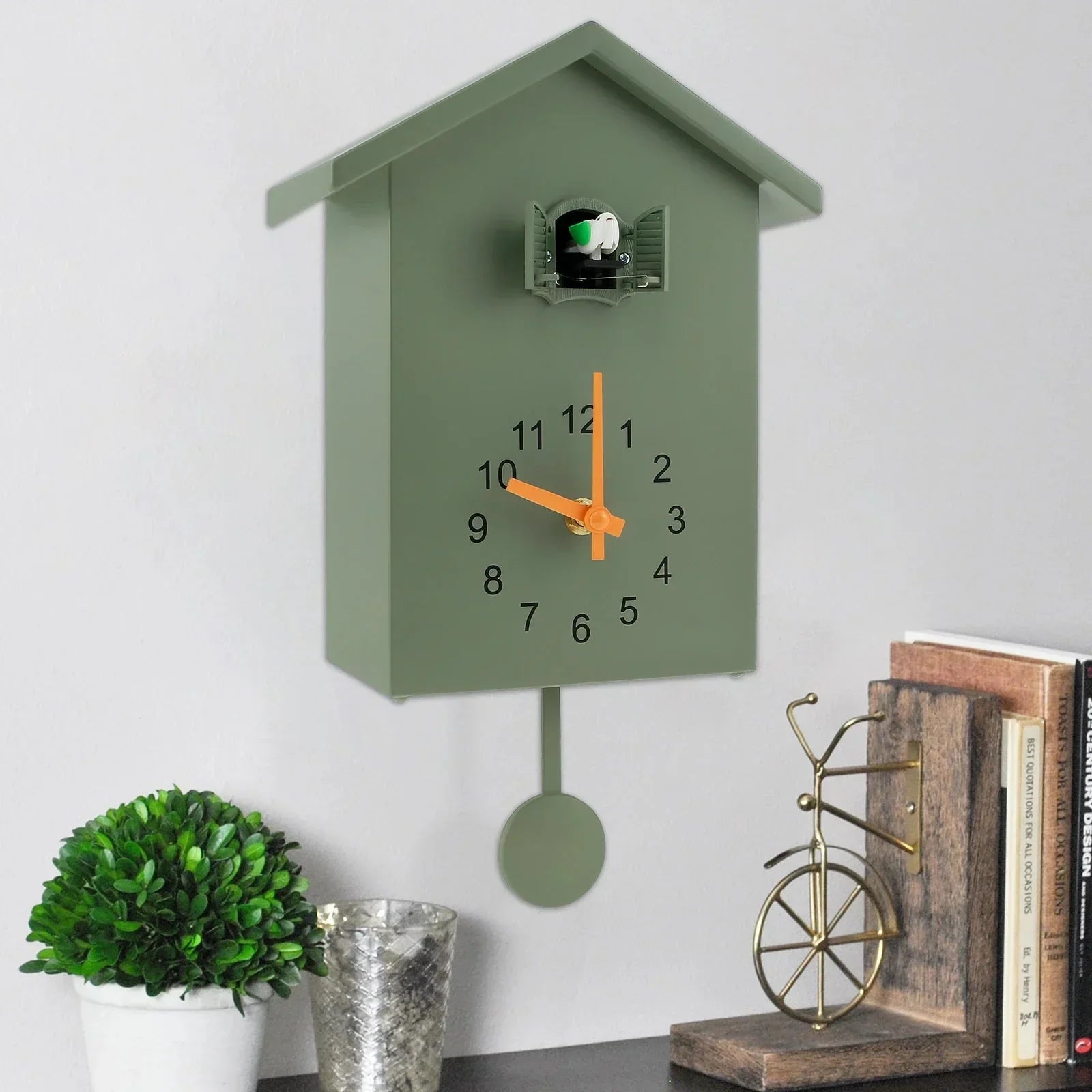 Junips | Cuckoo Clock Cuckoo Sound Clock with Pendulum Delicate Cuckoo Clock Bird Battery Operated Cuckoo Wall Clock for Living Room Decor