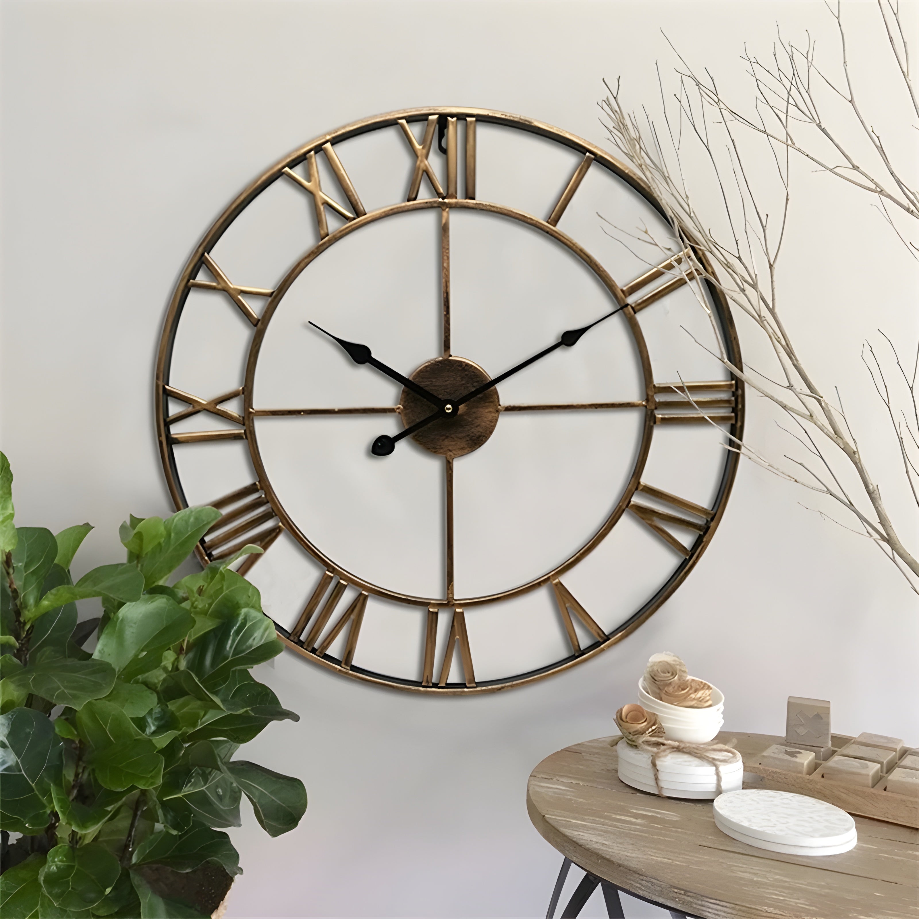 Junips | Roman Numerals Iron Art Wall Clock