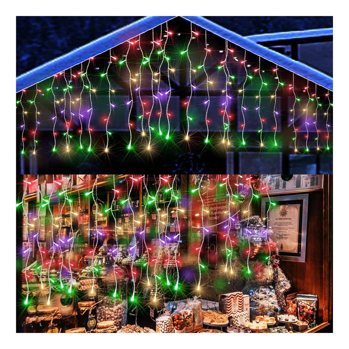 Junips | Twinkling Icicle String LED Lights | Warm White & Cool White, Extendable for Indoor & Outdoor Holiday Decor