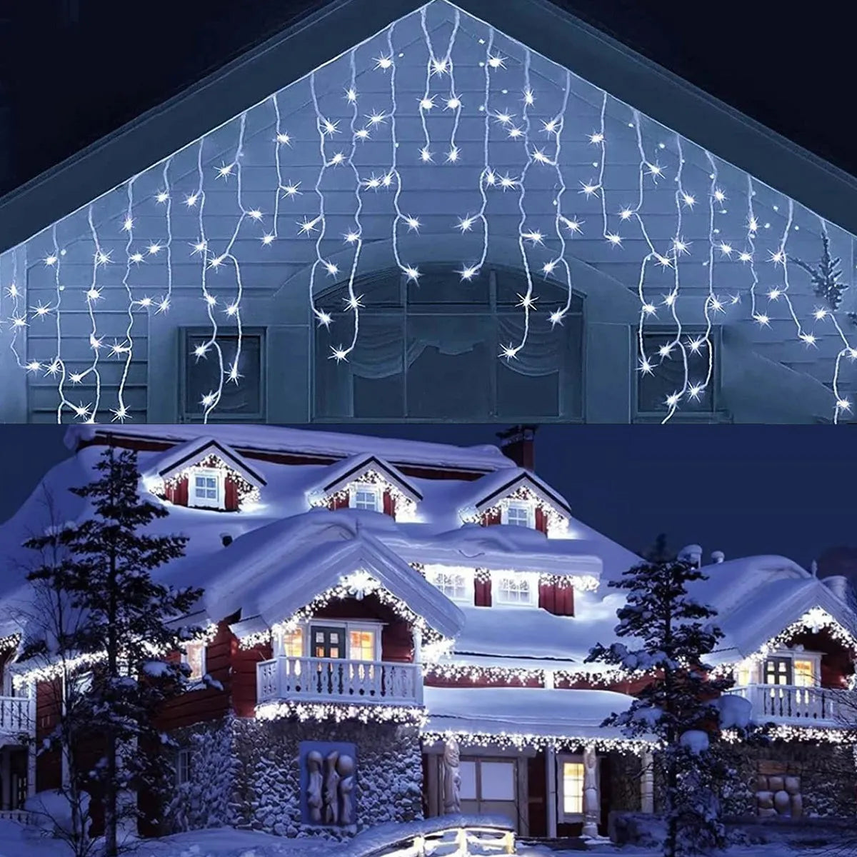 Junips | Twinkling Icicle String LED Lights | Warm White & Cool White, Extendable for Indoor & Outdoor Holiday Decor