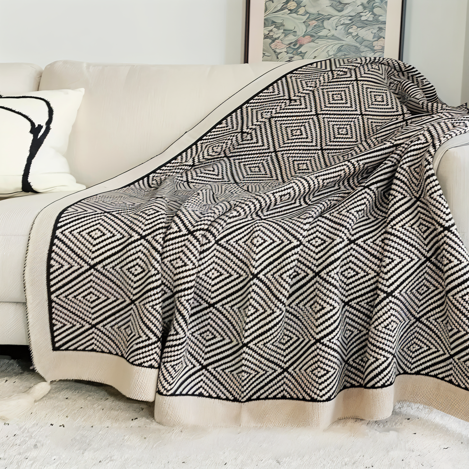 Junips | DecoDiamond Plaid Blanket – Cozy elegance with geometric charm