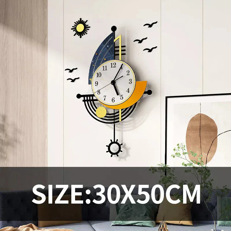 Junips | Decorative Wall Clock Navigation Sailboat Creative Design Clock Indoor Clock Decoration Living Room Background Wall Decor