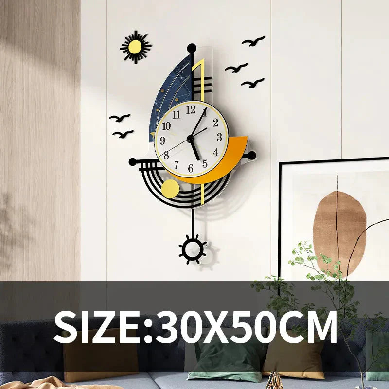 Junips | Decorative Wall Clock Navigation Sailboat Creative Design Clock Indoor Clock Decoration Living Room Background Wall Decor