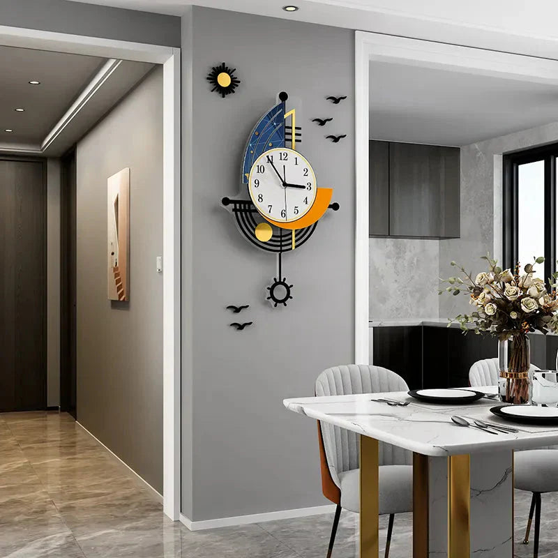 Junips | Decorative Wall Clock Navigation Sailboat Creative Design Clock Indoor Clock Decoration Living Room Background Wall Decor