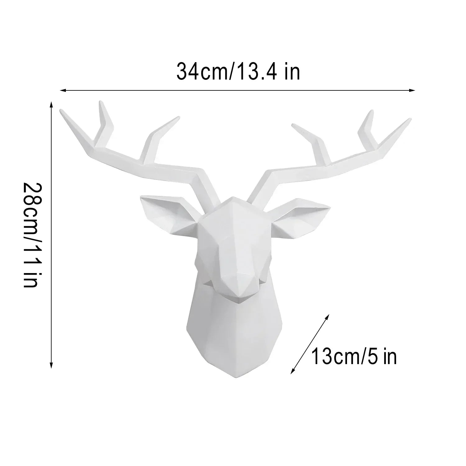 Junips | Deer Head Sculpture Animal Statue Figures Wall Hanging Creative Moose Art Antlers Statuette for Office Decor Wall Mounting