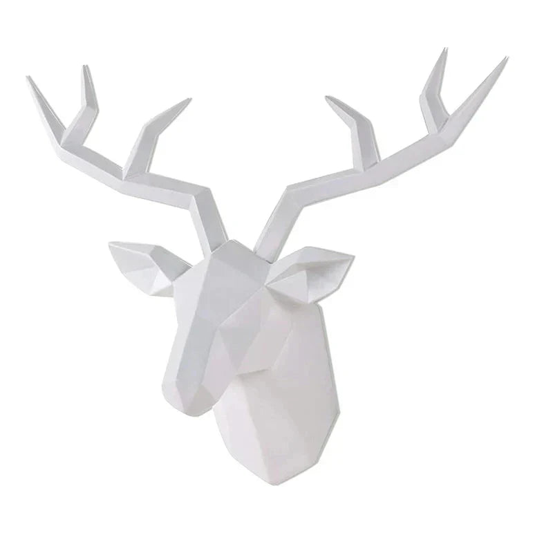 Junips | Deer Head Sculpture Animal Statue Figures Wall Hanging Creative Moose Art Antlers Statuette for Office Decor Wall Mounting