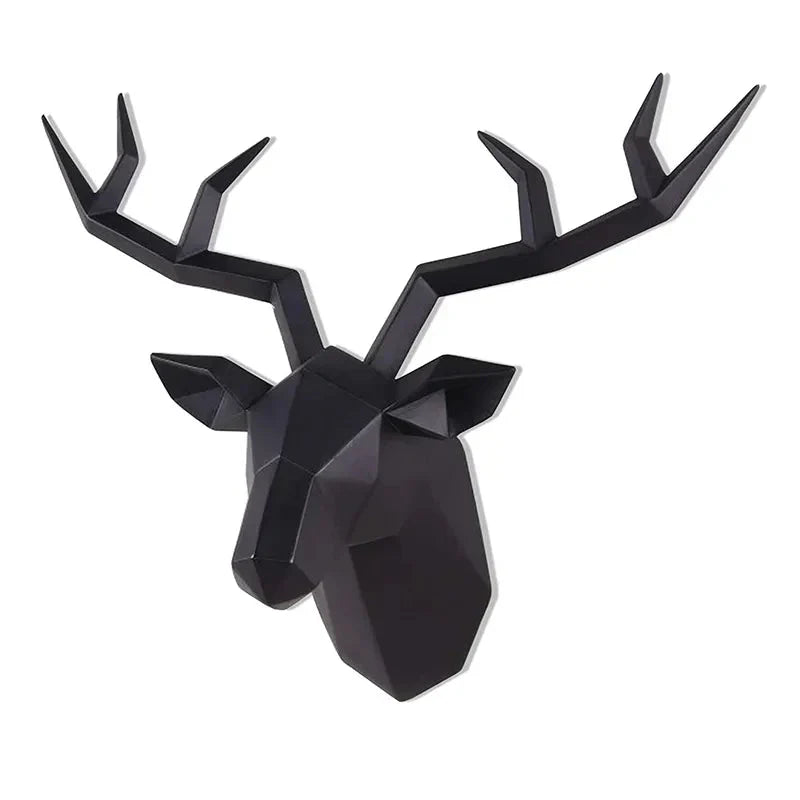 Junips | Deer Head Sculpture Animal Statue Figures Wall Hanging Creative Moose Art Antlers Statuette for Office Decor Wall Mounting