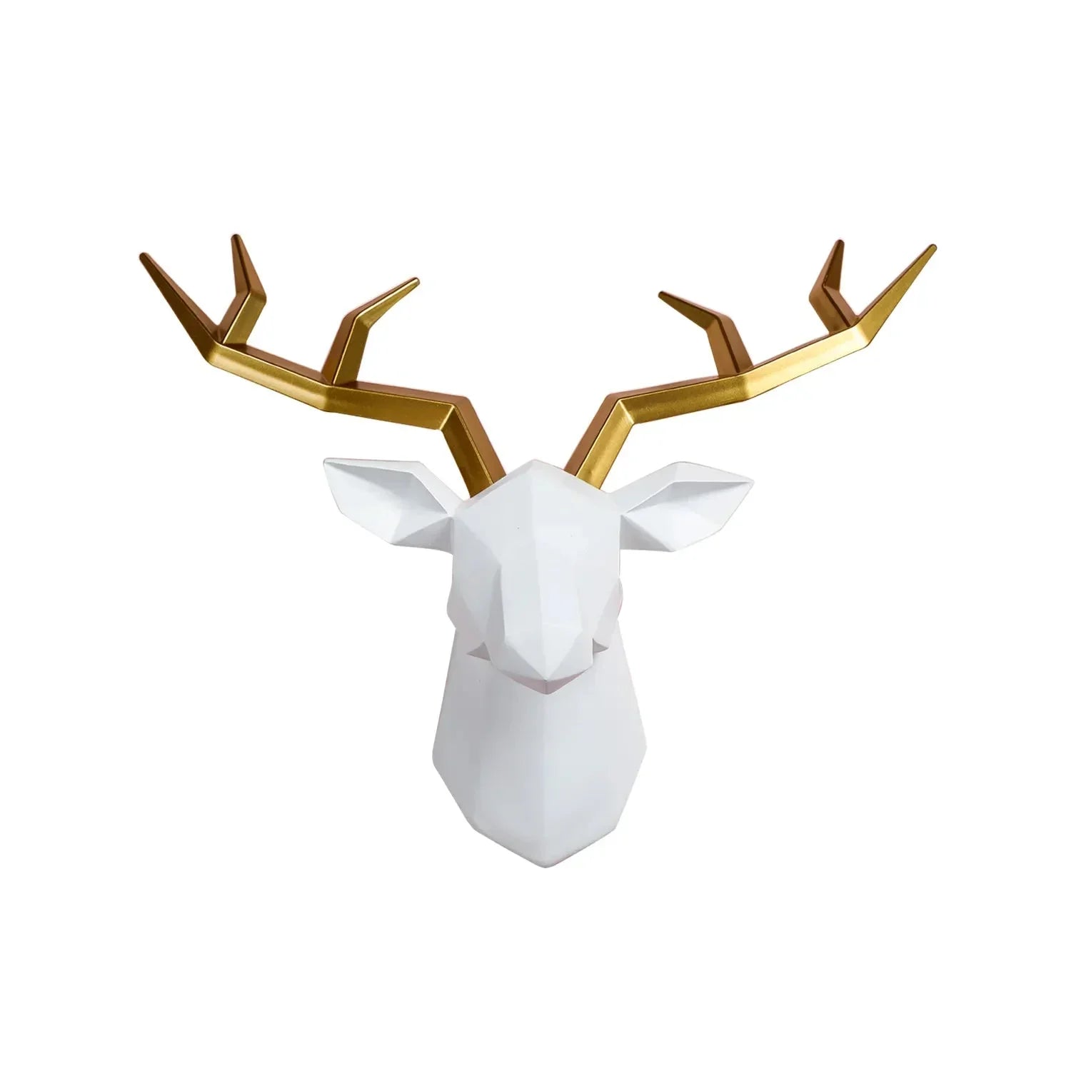 Junips | Deer Head Sculpture Animal Statue Figures Wall Hanging Creative Moose Art Antlers Statuette for Office Decor Wall Mounting