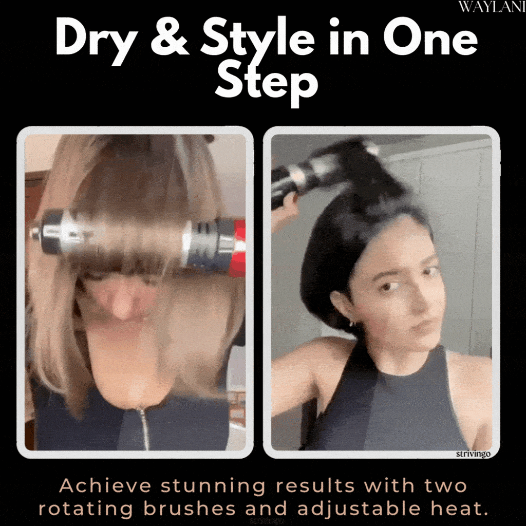 Junips | 3-in-1 Rotating Hair Dryer and Styler with Adjustable Temperature for Effortless Curls and Waves
