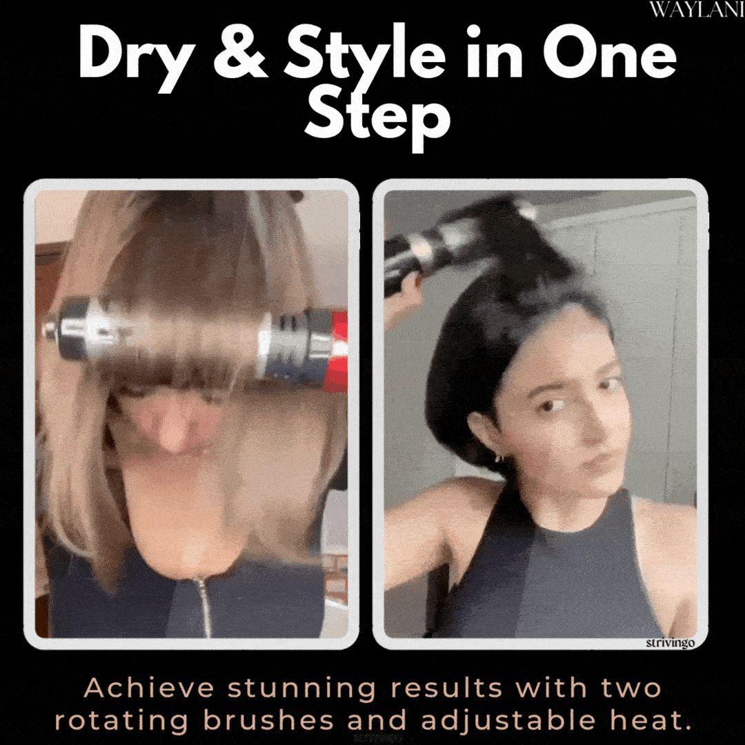 Junips | 3-in-1 Rotating Hair Dryer and Styler with Adjustable Temperature for Effortless Curls and Waves