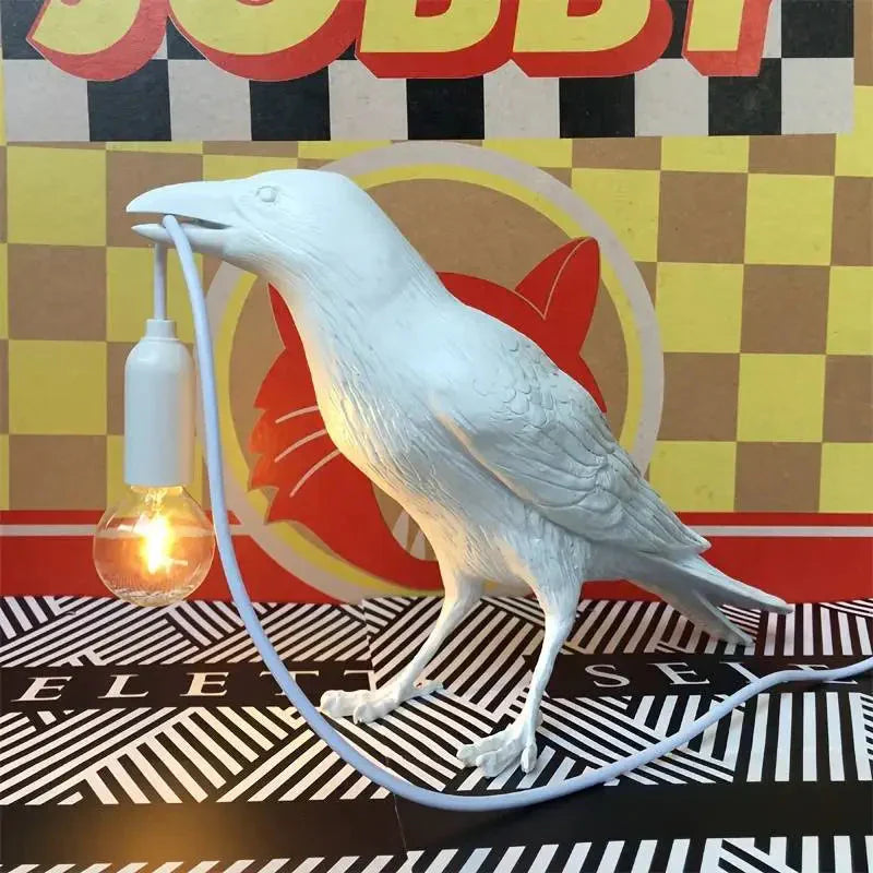 Junips | E14-Bulb with Plug Gothic Raven Lamp Vintage Resin Bird Lamp for Nightstand, Office, Living Room Farmhouse Art Deco Style