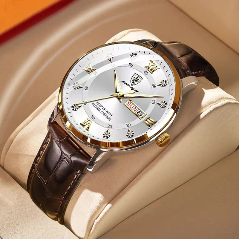 Junips | Men’s Waterproof Luminous Wrist Watch – Classic Stainless Steel Design with Glow-in-the-Dark Display