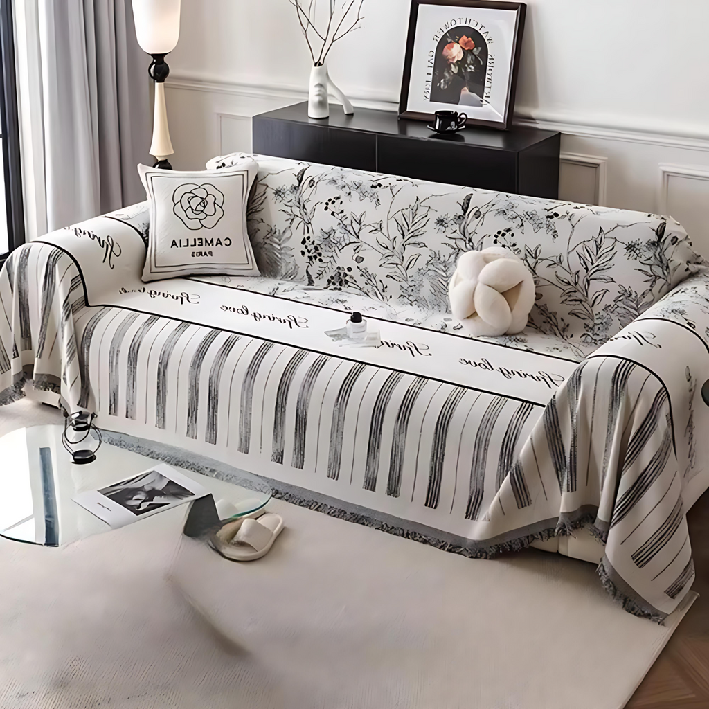 Junips | Elegant Black and White Sofa Cover Protector