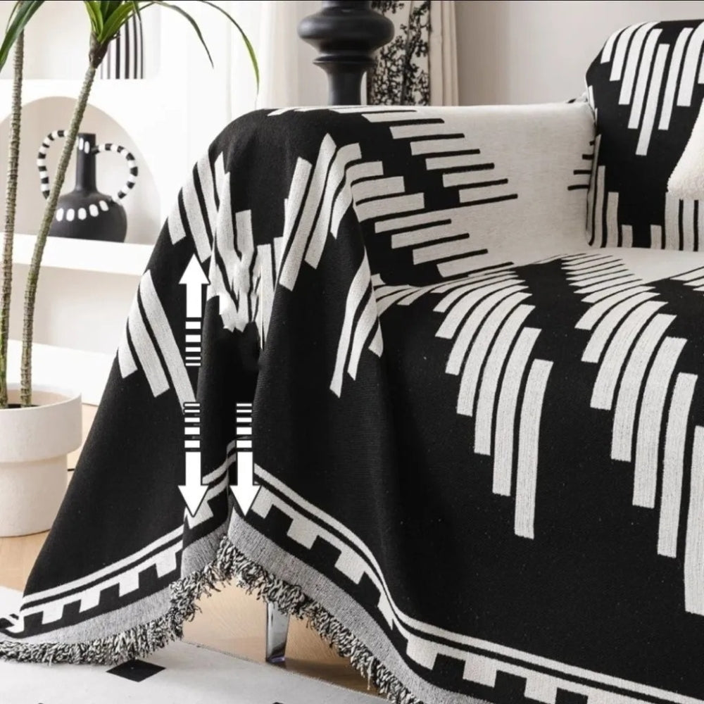 Junips | Elegant Black and White Sofa Cover Protector