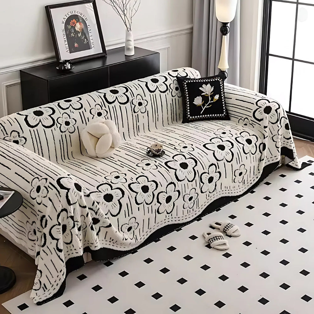 Junips | Embroidered Flower Soft Sofa Cover