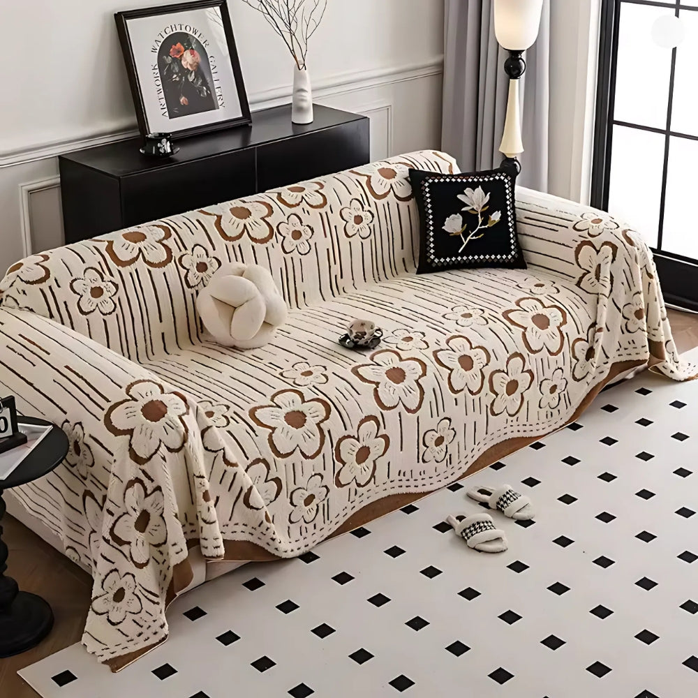 Junips | Embroidered Flower Soft Sofa Cover
