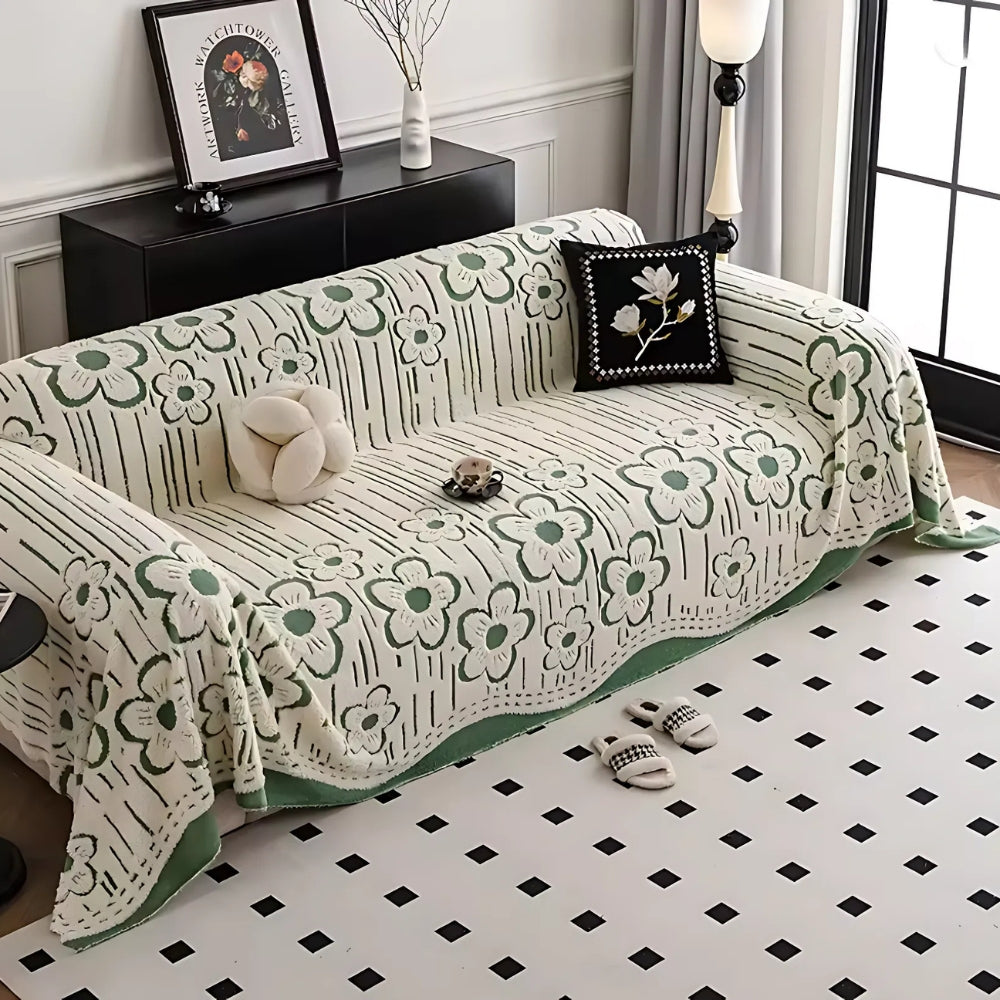 Junips | Embroidered Flower Soft Sofa Cover