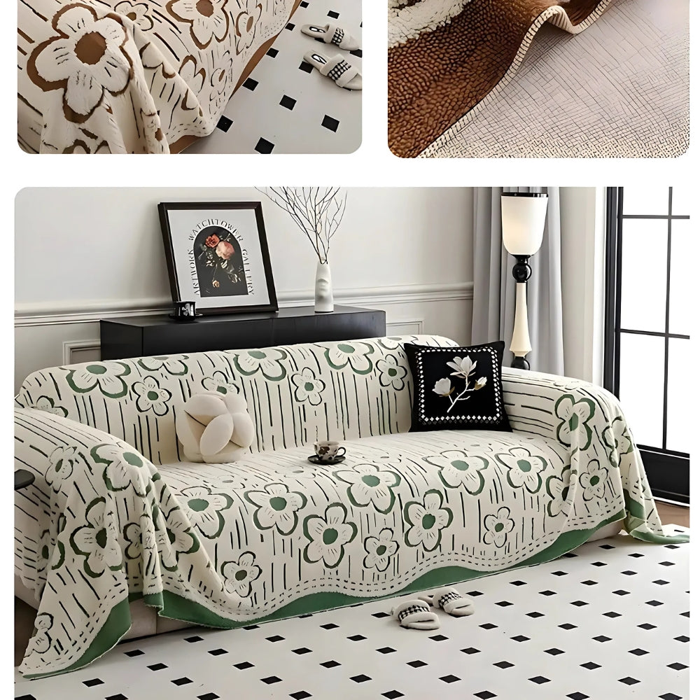 Junips | Embroidered Flower Soft Sofa Cover