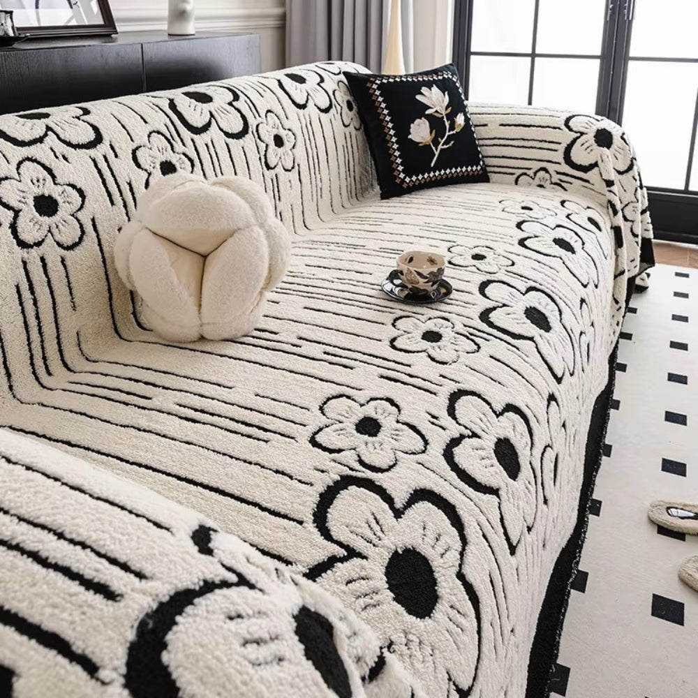 Junips | Embroidered Flower Soft Sofa Cover