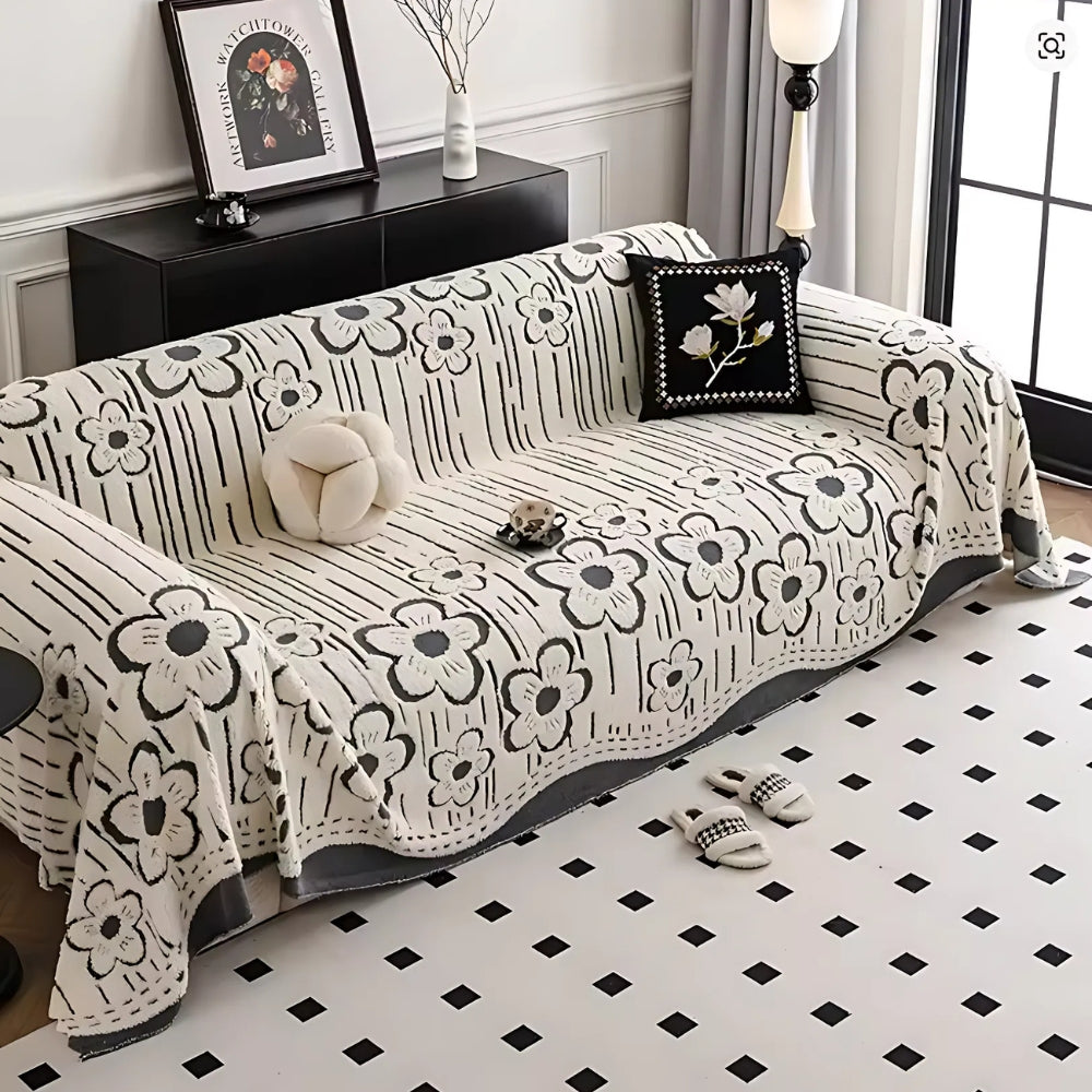 Junips | Embroidered Flower Soft Sofa Cover