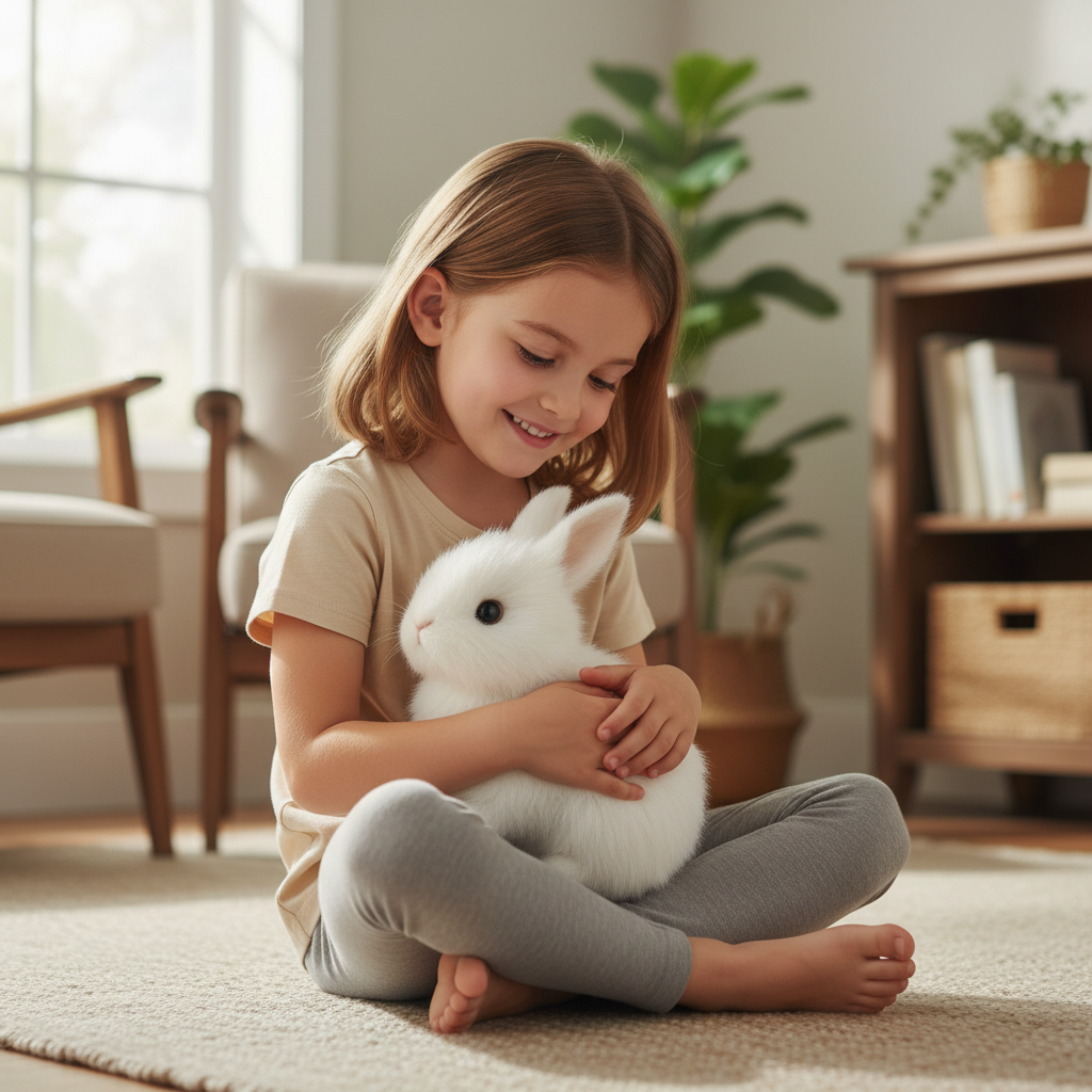 Junips | BunnyLoom Interactive Plush | Motorized Kinetic Hopping Mechanism | Hypoallergenic Synthetic Fiber Chassis | Battery-Operated Sensory Toy (AA) | 22cm High-Density Electronic Plush