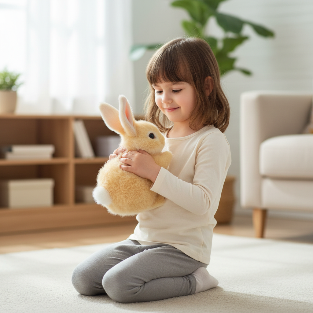 Junips | BunnyLoom Interactive Plush | Motorized Kinetic Hopping Mechanism | Hypoallergenic Synthetic Fiber Chassis | Battery-Operated Sensory Toy (AA) | 22cm High-Density Electronic Plush