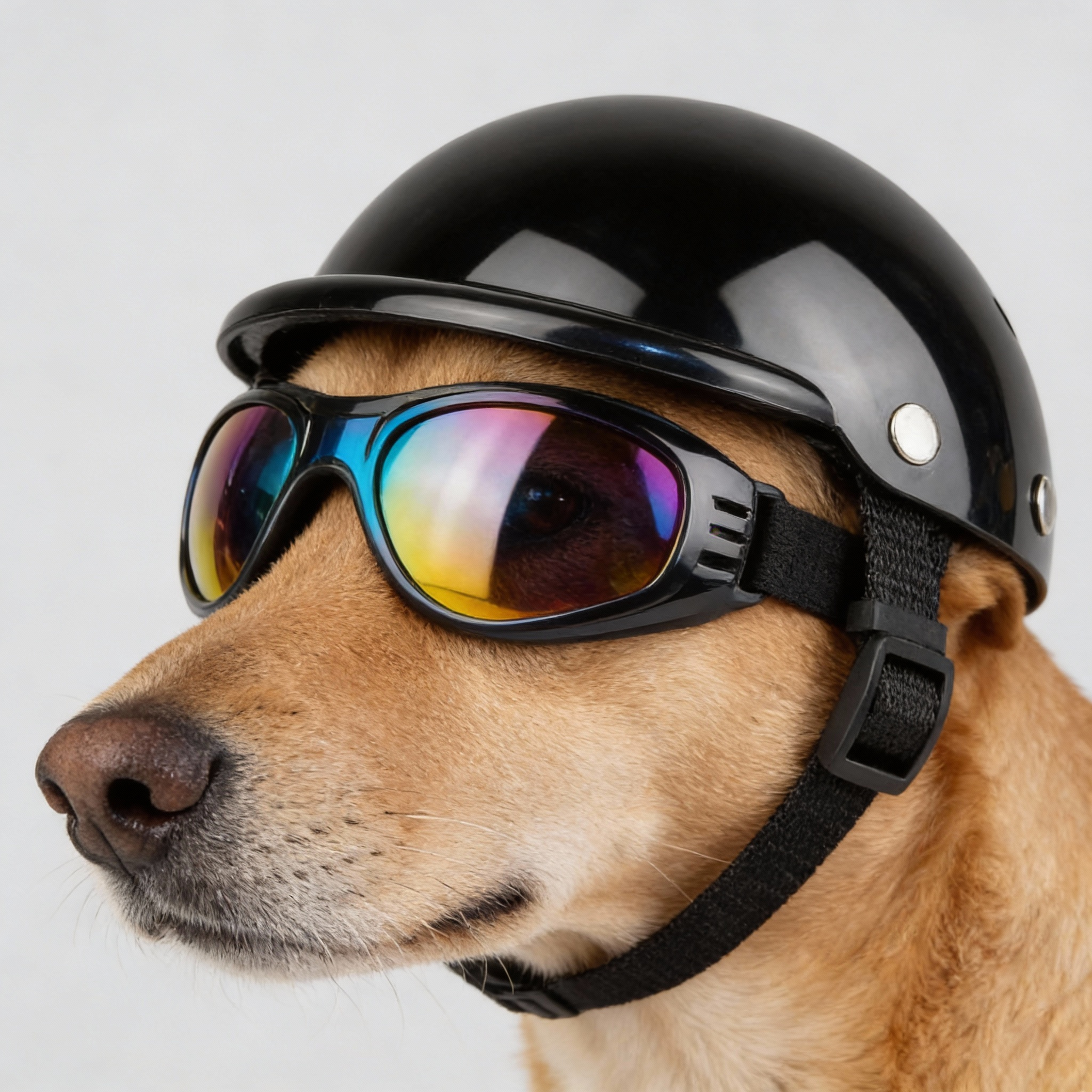 Junips | Canine Safety Helmet & UV-Resistant Goggles Set | High-Impact ABS Shell with Internal Foam Padding | Windproof & Anti-Debris Ocular Protection | Adjustable Dual-Strap System