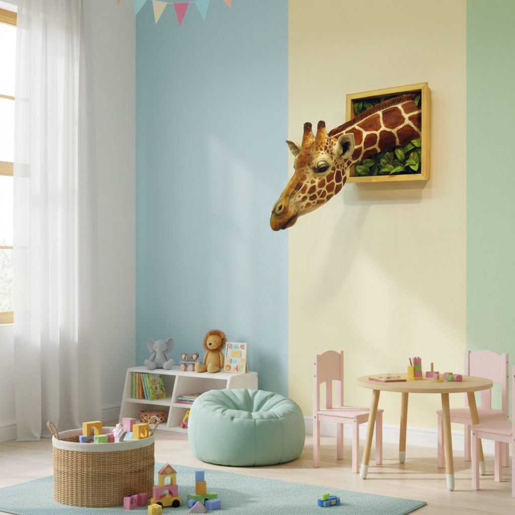 Junips | 3D Giraffe Head Wall Sculpture | High-Fidelity Latex Emulsion Resin | 25cm Architectural Wall Decor | Realistic Animal Bust for Residential & Commercial Spaces