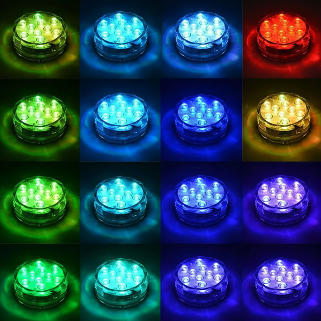 Junips | Waterproof Submersible LED Lamp | IP68 Ingress Protection | Magnetic & Suction Cup Mounting | RF Remote Control (15m Range) | 13 High-Lumen RGB Beads | 360° Illumination for Pools & Aquariums
