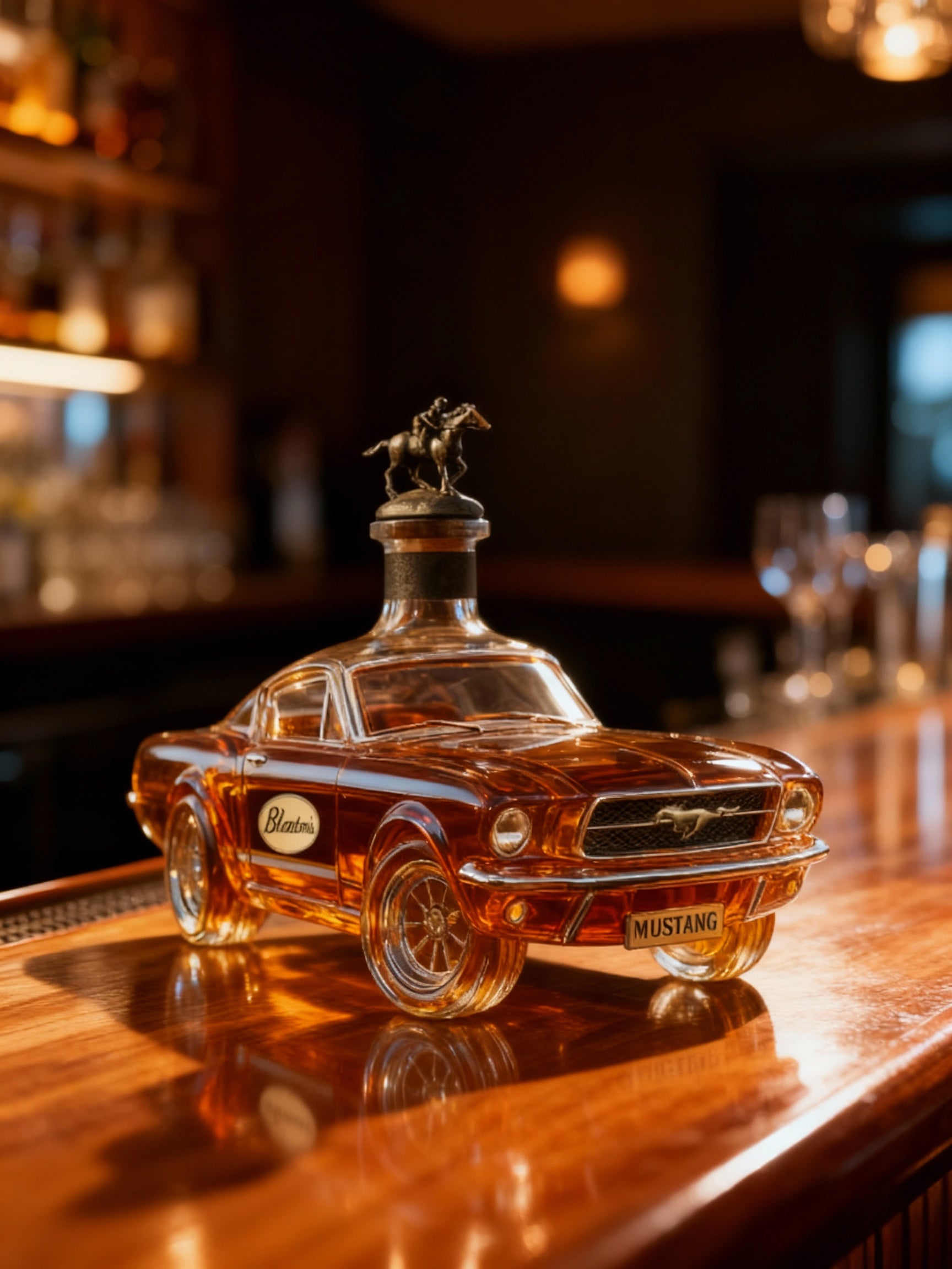 Junips | Mustang Car Shaped Whiskey Decanter | 3D Design Glass Decanter for Spirits | Home Bar Use